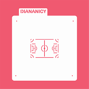 Estêncil Diananicy Nº 604 - Stencil Campo de Futebol Confeitaria Pasta Biscoito