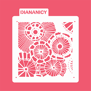 Estêncil Diananicy Nº 602 - Stencil Plantas Sol Confeitaria Pasta Biscoito