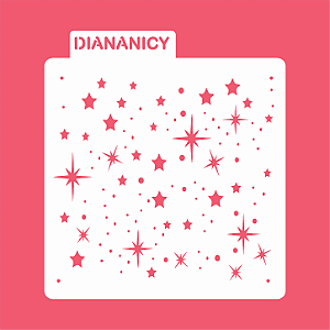 Estêncil Diananicy Nº 612 - Stencil Céu Estrelado Confeitaria Pasta Biscoito