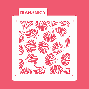 Estêncil Diananicy Nº 589 - Stencil Conchas Plantas Confeitaria Pasta Biscoito