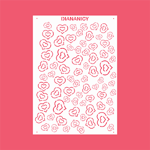 Estêncil Diananicy Nº 564 - Stencil Corações Lindos Confeitaria Pasta Biscoito