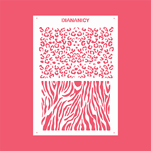 Estêncil Diananicy Nº 578 - Stencil Onça e Zebra Confeitaria Pasta Biscoito