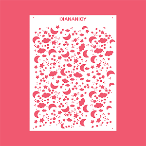 Estêncil Diananicy Nº 546 - Stencil Lua Estrelas Confeitaria Pasta Biscoito