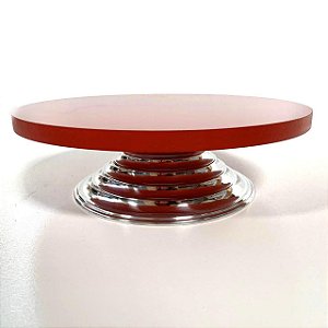 Bailarina em MDF vermelho com Pedestal Prata