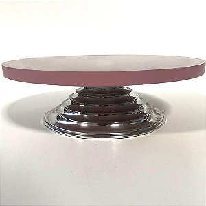 Bailarina em MDF rosê com Pedestal Prata