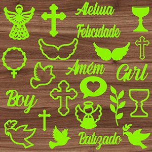 Kit Marcador em Acrílico Tema Batizado