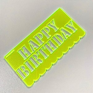 Espátula 2x1 decorativa/stencil Tema Happy Birthday