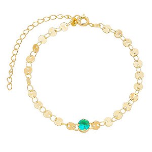 Pulseira de medalhas com turmalina no ouro