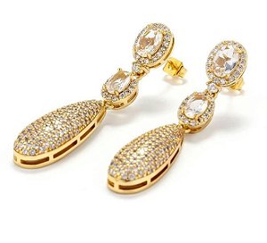 Brinco cascata gotas dourado