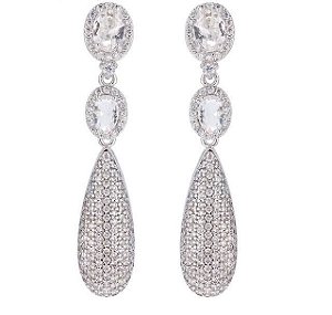 Brinco cascata gotas prata