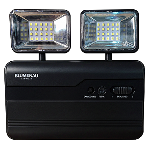 Luminária de Emergência LED 1.200 Lúmens 5W 2 Faróis Bivolt 6.500K Preta - Blumenau iluminação