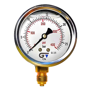 Manômetro 0-25 Bar Glicerinado 1/4" em Inox - Genebre
