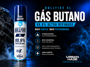 Gás Butano Bullfire 600ml 99,9% Ultra Refinado Premium XL para Maçarico, Refil de Isqueiro, Culinária, Camping e Uso Técnico