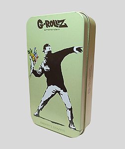 CASE DE METAL G-ROLLZ - BANKSYS GRAFFITI FLOWER THROWER MEDIUM  (11,5 x 6,5 x 2,3)