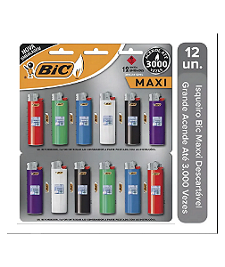 ISQUEIRO BIC MAXXI (CORES SORTIDAS) - CART C/ 12 UN (ATACADO)