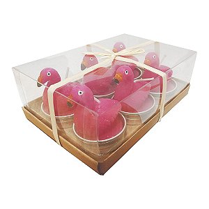 Mini Vela decorativa de Flamingo cx 6 unid