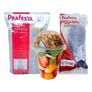 100un Kit Copo Supremo Cristal 200ml + Tampa Bolha Sem Furo