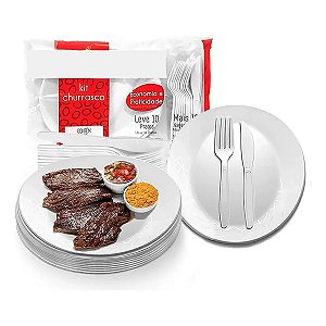 Kit Churrasco Descartável Reforçado Prafesta 60 Peças