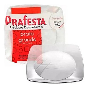 Prato Acrílico Quadrado Grande De Festa 21cm 30unidades Cor Cristal