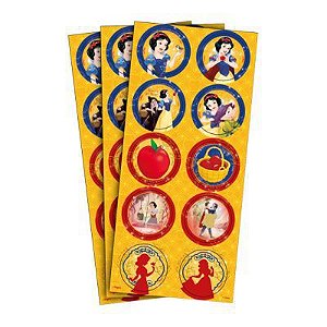 Adesivo para Lembrancinhas Branca de Neve 3 Cartelas.