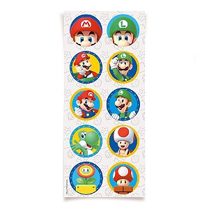 Adesivo para Lembrancinhas do Super Mario kit 3 cartelas