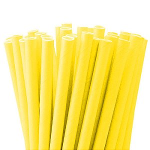 Canudo de Papel Descartável Liso Amarelo pct com 20 unid