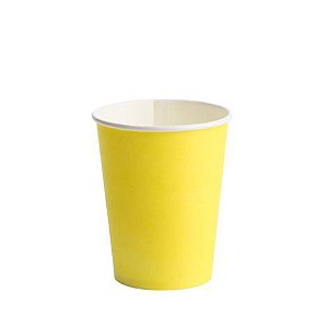 Copo de Papel Descartável 270 ml Liso Amarelo pacote c/ 10 unid