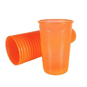 Copo Descartável Laranja Neon 500 ml pacote com 20 unid