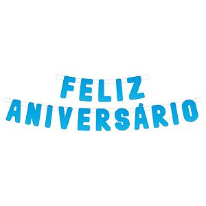 Faixa de Feliz Aniversário Azul Bebê