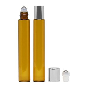 Frasco de Perfume Vazio Roll-on 10 ml âmbar de vidro kit com 10 unid
