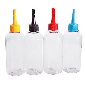 Frasco plástico para Refil de Tinta 100 ml com bico aplicador kit com 10