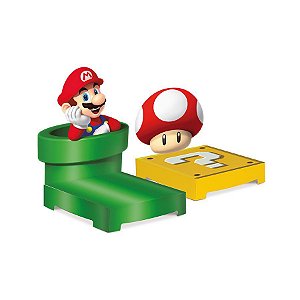 Kit Suporte para Doces e Enfeites de decoração tema Super Mario