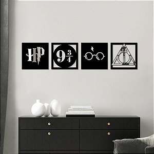Kit Quadros Decorativos Espelhados Harry Potter