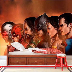 Papel de Parede Personalizado Super Heróis DC Faces