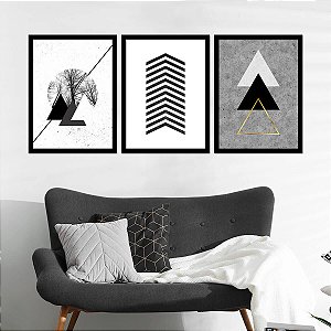 Kit Quadro Decorativo Elegant Triangles