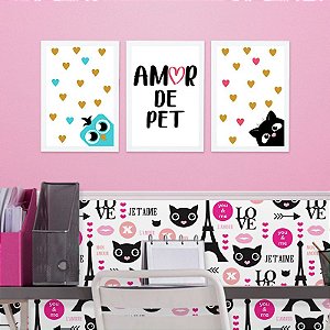 kit de Placas Decorativa Love Pet