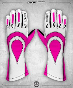 05. Luva Linha Piquet Branco com Rosa