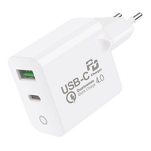 CARREGADOR TURBO DELIVERY QC 4.0 - TIPO C / USB C / TYPE C -