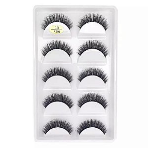 Caixa com 5 pares de cílios postiços 3D - X06