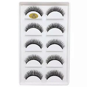 Caixa com 5 pares de cílios postiços 3D - X13