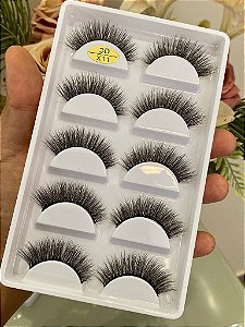 Caixa com 5 pares de cílios postiços 3D - X11