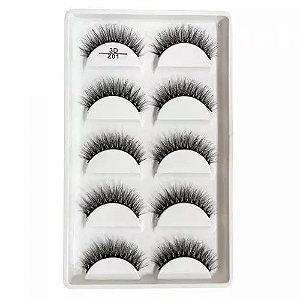 Caixa com 5 pares de cílios postiços naturais Z01