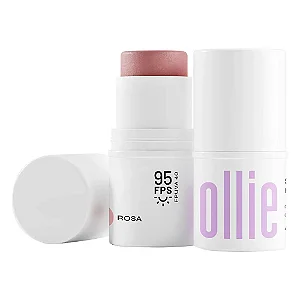 Bastão 3 em 1 - Blush, batom e sombra - cor Rosa - Ollie