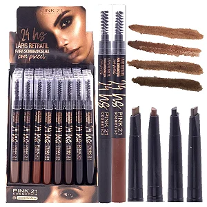 Lápis Retrátil para Sobrancelhas com pincel - Pink 21 cor: 02