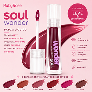 Batom Líquido Soul Wonder - Ruby Rose