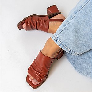 Sandália Salto Bloco Dulce Venutti (Terracota)