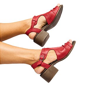 Sandália Salto Bloco Cláudia Venutti (Vermelha)