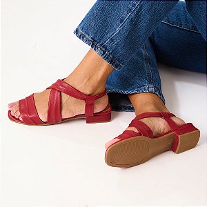 Sandália Salto Bloco Valéria Venutti (Vermelha)