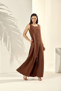 VESTIDO LONGO AMPLO COM ABOTOAMENTO