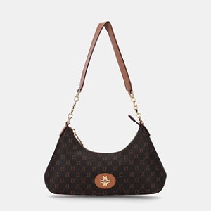 Bolsa Baguete Pequena Monograma Ll Mocca